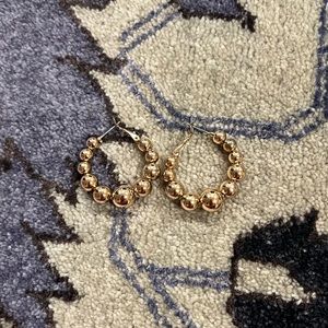 Round Beaded Gold Hoops